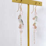 Morganite and green amethyst cherry blossom earrings