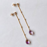 Ametrine long stud chain earrings