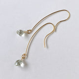 Green amethyst single long hook earrings