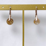 Vermeil 8mm golden rutilated quartz lever back earrings pink gold A 