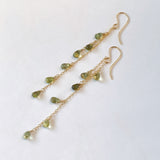 green tourmaline long earrings