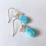 larimar and kunzite bouquet earrings