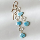 4 long long earrings with larimar and crystal