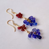 tanzanite and ruby ​​bouquet earrings