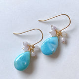 larimar and kunzite bouquet earrings