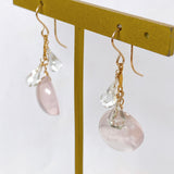 Back carving rose quartz and green amethyst earrings 