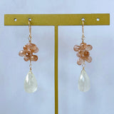 Brown zircon and Rivian glass bushy earrings (fluffy) 