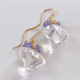 Flower crystal and tanzanite bouquet earrings