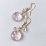 Back carving rose quartz and green amethyst earrings 