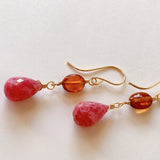 Pink grossular garnet and hessonite garnet earrings