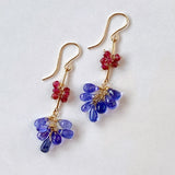 tanzanite and ruby ​​bouquet earrings