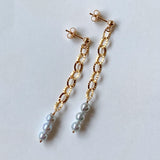 Silver gray color baby pearl chain earrings 