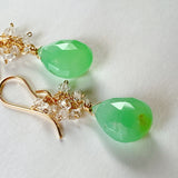 Gemstone chrysoprase and herkimer quartz bouquet earrings