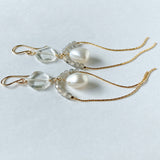 Freshwater pearl and labradorite Yajirobee earrings