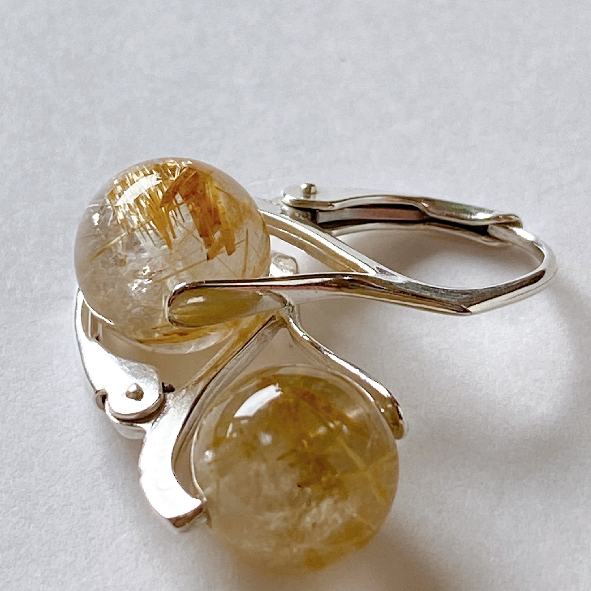 rutilated quartz (silver)ピアス-