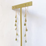 green tourmaline long earrings