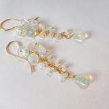 Ethiopian opal flower cluster earrings