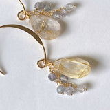 golden rutilated quartz and spinel earrings 