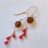 Honey quartz and pink grossular garnet earrings