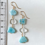 Larimar and crystal triple earrings