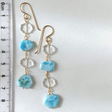 4 long long earrings with larimar and crystal