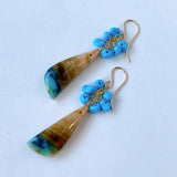 Opalized Wood and Sleeping Beauty Turquoise Bouquet Earrings 