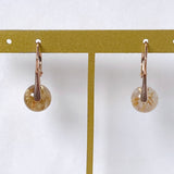 Vermeil 8mm golden rutilated quartz lever back earrings pink gold A 