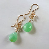 Gemstone chrysoprase and herkimer quartz bouquet earrings