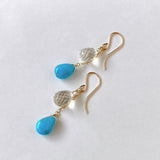 Sleeping Beauty Turquoise and Ceylon Moonstone Earrings