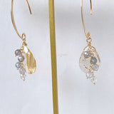 golden rutilated quartz and spinel earrings 