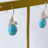 larimar and kunzite bouquet earrings