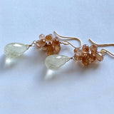 Brown zircon and Rivian glass bushy earrings (fluffy) 