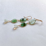 Russian emerald and opal drop earrings (white)