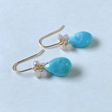 larimar and kunzite bouquet earrings