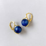 Vermeil 12mm kyanite lever back earrings in yellow gold 