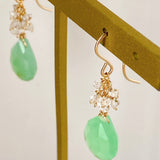 Gemstone chrysoprase and herkimer quartz bouquet earrings