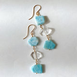 Larimar and crystal triple earrings