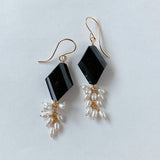 [Exclusively for Mr. N] Black spinel and freshwater pearl earrings 