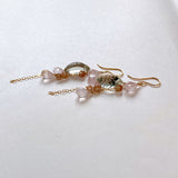 Morganite and green amethyst cherry blossom earrings