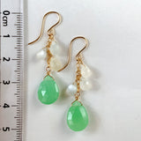 Gemstone chrysoprase and white moonstone drop earrings