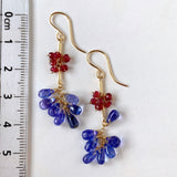 tanzanite and ruby ​​bouquet earrings