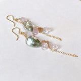 Morganite and green amethyst cherry blossom earrings