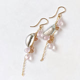 Morganite and green amethyst cherry blossom earrings