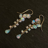 Ethiopian opal flower cluster earrings