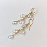 Rainbow moonstone and aquamarine earrings