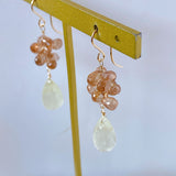 Brown zircon and Rivian glass bushy earrings (fluffy) 