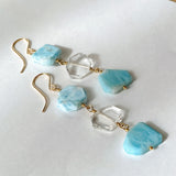 Larimar and crystal triple earrings