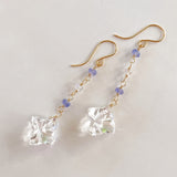 Flower crystal, tanzanite, and moonstone earrings