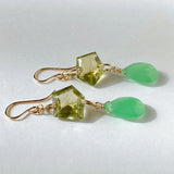 Gemstone chrysoprase and green apatite earrings