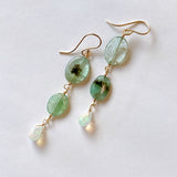 Russian emerald and opal drop earrings (white)